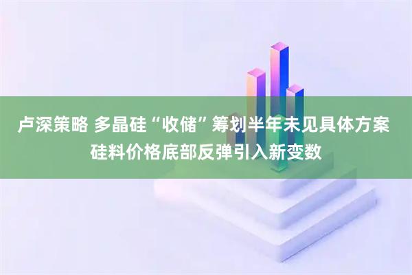 卢深策略 多晶硅“收储”筹划半年未见具体方案 硅料价格底部反弹引入新变数